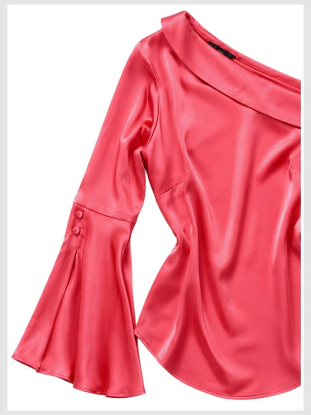 Banana Republic Blouse Coral One Shoulder Bell Sleeve S - Picture 3 of 10